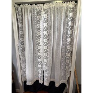 2-Piece Cream Lace Curtains 62" L x 42" W each Panel